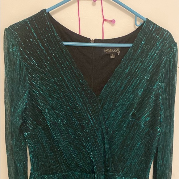 Rachel Zoe green metallic cocktail dress - Picture 2 of 4
